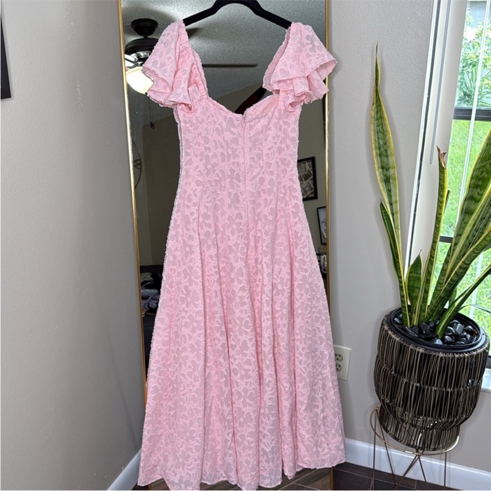HOUSE OF CB 'Emma' Perfectly Pink Floral Jacquard Midi Dress NWOT - Picture 7 of 8